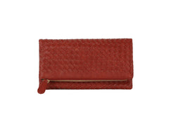 Woven front flap clutch