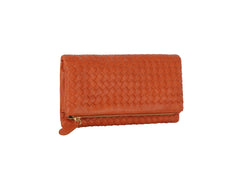 Woven front flap clutch