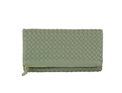 Woven front flap clutch