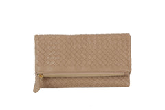 Woven front flap clutch