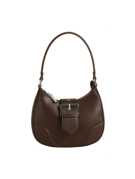 Sleek Buckle Curve Shoulder Bag