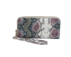 Fashion Double Zip Serpentine Decor Wallet