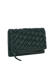 Woven Zip Foldover Clutch