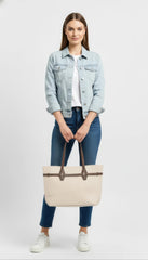 Belt Detail Suede Tote Handbag