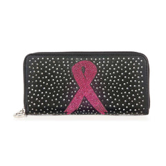 Bling Breast Cancer Ribbon Accordion Wallet