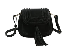 Fashion Tassel Saddle Crossbody Bag Vegan Pu Leather