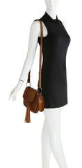 Fashion Tassel Saddle Crossbody Bag Vegan Pu Leather