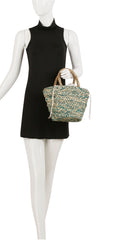 Two tone straw tote