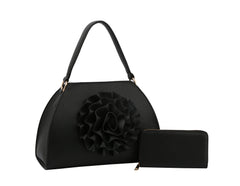 D-0690W Fashion Flower Shape Tote Handbag with Matching Wallet