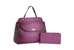 Fashion Croco and Plain Double Satchel with Wallet DX-0143W