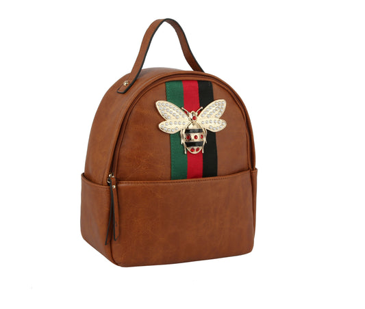 Fashion Bee Stripe Detailed Backpack