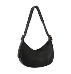 Buckle detailed half moon shoulder bag