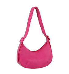 Buckle detailed half moon shoulder bag