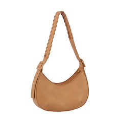 Buckle detailed half moon shoulder bag