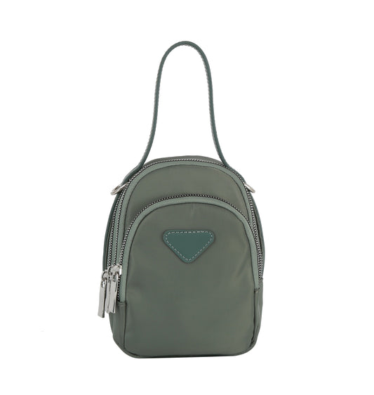 Triple zip top handle crossbody