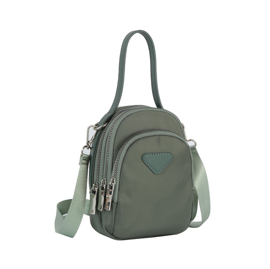 Triple zip top handle crossbody