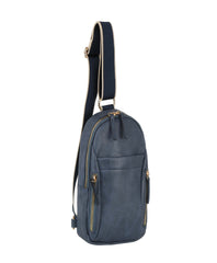 Multiple zip stripe sling bag