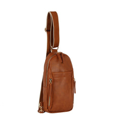 Multiple zip stripe sling bag