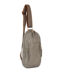 Multiple zip stripe sling bag