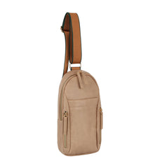 Multiple zip stripe sling bag