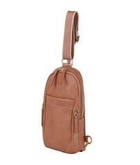 Multiple zip stripe sling bag