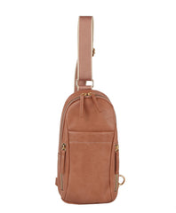 Multiple zip stripe sling bag