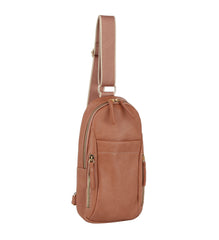 Multiple zip stripe sling bag