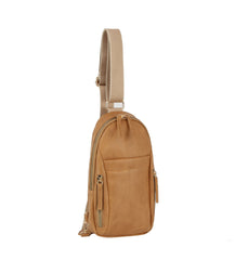 Multiple zip stripe sling bag