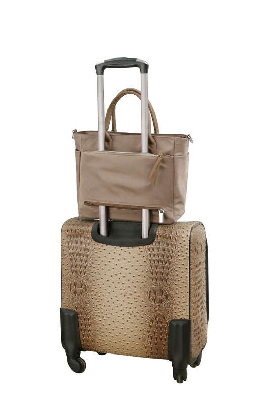 Travel tote with trolley sleeve
