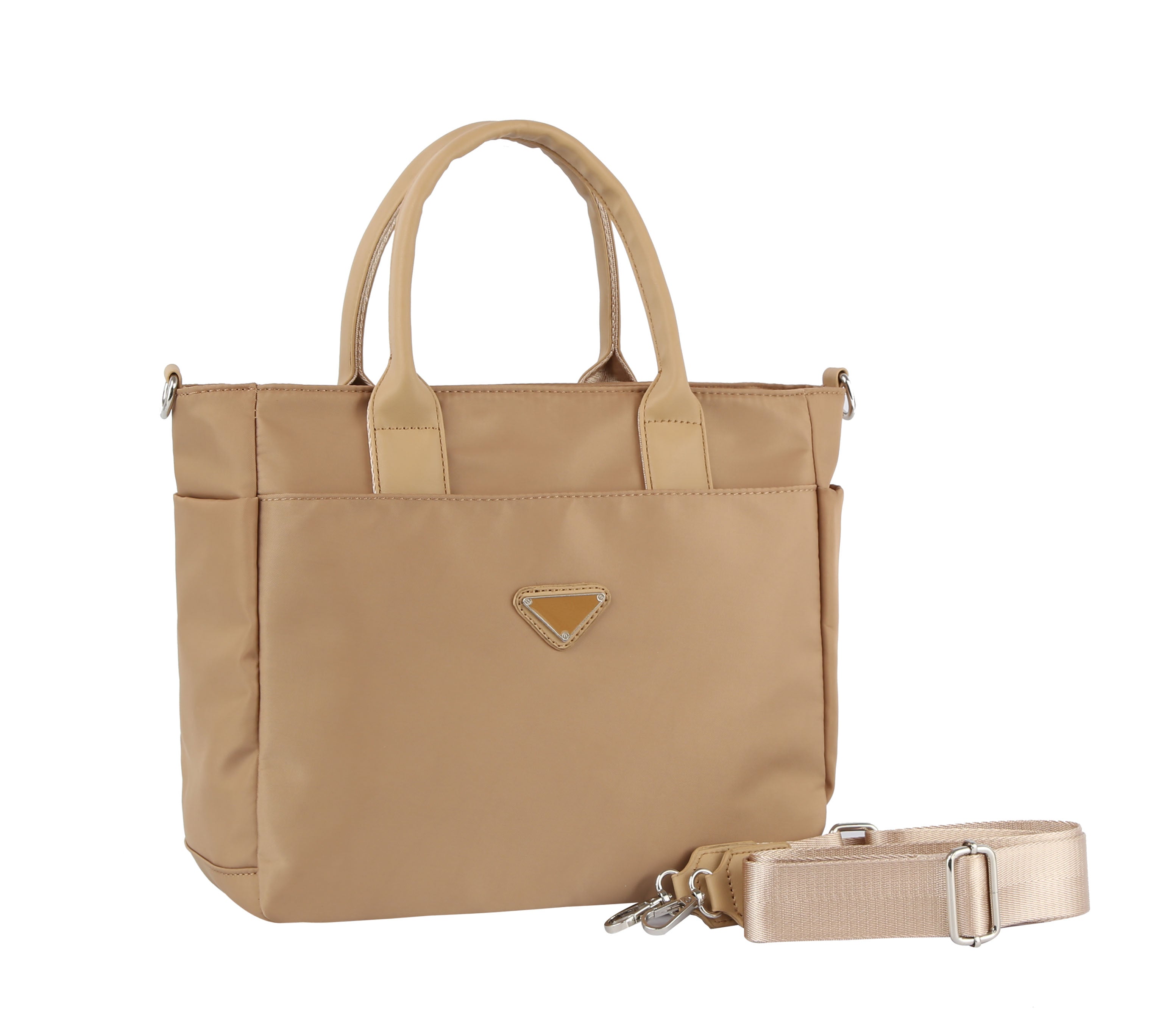 factory style deluxe travel tote bag Travel tote with trolley sleeve Taupe