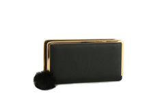 Women's Vegan Leather Wallet with Pom Pom Zipper