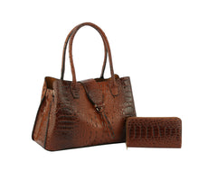 Satchel Purse Top Handle Croc Shoulder Bag Women