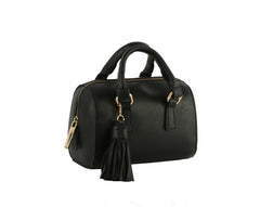 Cylinder Top Handle Satchel Handbag for Women Soft Leather Shoulder Purse with gold chain Strap