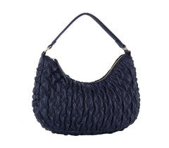 Quilted half moon shoulder bag