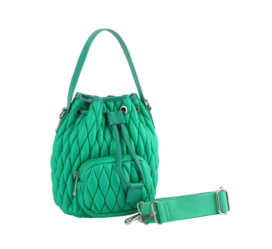 Quilted bucket tote bag