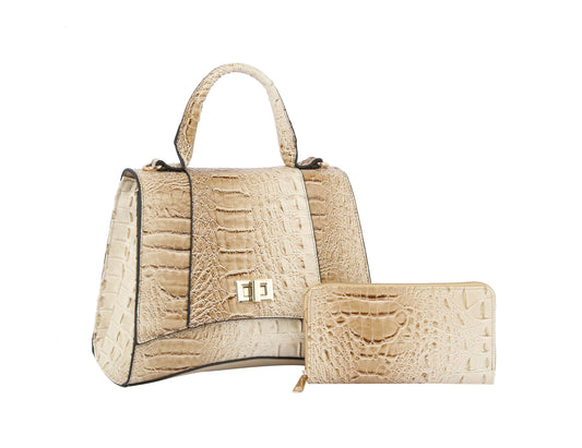 Fashion Crocodile Unique Satchel with Wallet