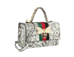 Fashion Bee Satchel with Matching Wallet money printed