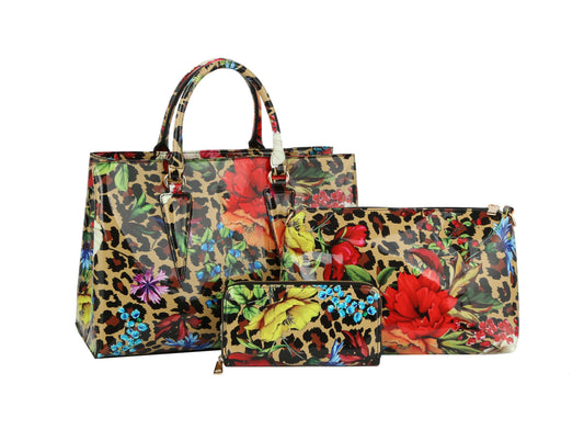 Fashion Leo Flower Satchel Set with wallet