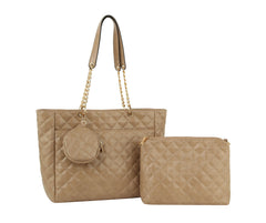 Fashion Quilted Three pieces Set Large Tote JY-0388