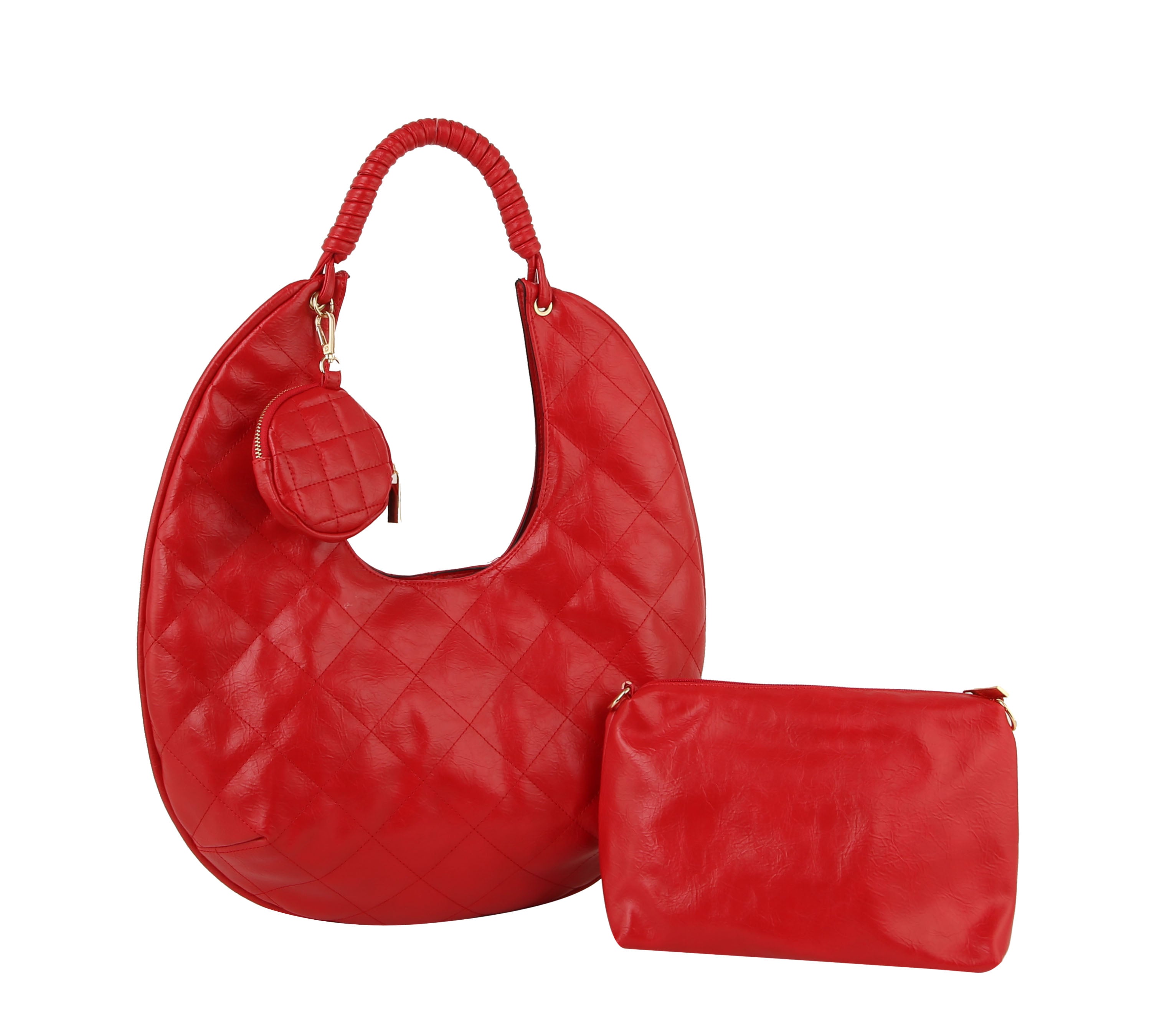 Fashion Quilted Hobo with Coin Purse and Pouch – Handbag Factory