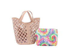 2 in 1 Tote Handbag With colorful small bag