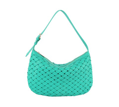 Weaved half moon shoulder bag