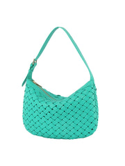 Weaved half moon shoulder bag