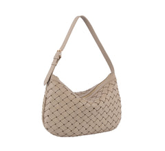 Weaved half moon shoulder bag