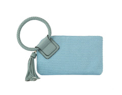 Canvas Cuff Handle Tassel Wristlet Knit Clutch