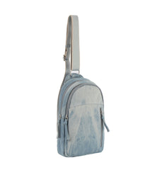 Double compartments denim Sling bag