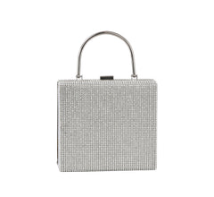 Crystal Silver Square Rhinestone Crossbody Purse