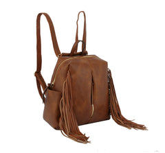 Women Backpack Purse Suede Fringed Tassel Shoulder Bag Fashion PU Leather Travel Bag Daypacks Purse for Girls