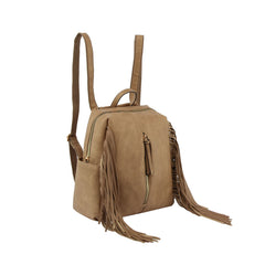 Women Backpack Purse Suede Fringed Tassel Shoulder Bag Fashion PU Leather Travel Bag Daypacks Purse for Girls