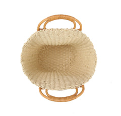Bamboo handle basket bag